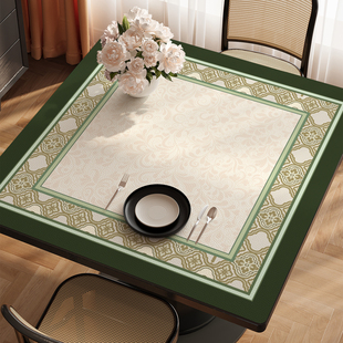 美式正方形桌垫防水防油免洗皮革餐桌垫轻奢高级感方桌布茶几台布