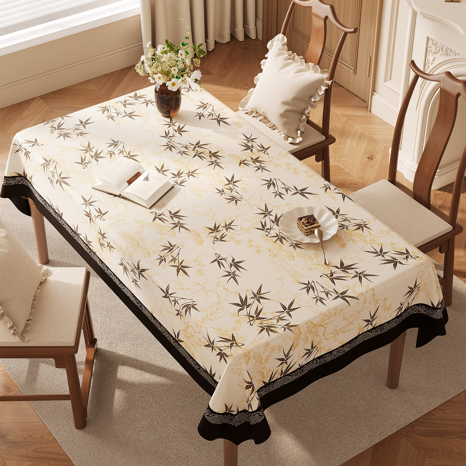 中古风桌布防水防油免洗餐高级感餐桌台布pvc氛围感长方形茶几布,居家布艺,桌布,淘宝优惠券,粉丝福利购,淘宝优惠卷