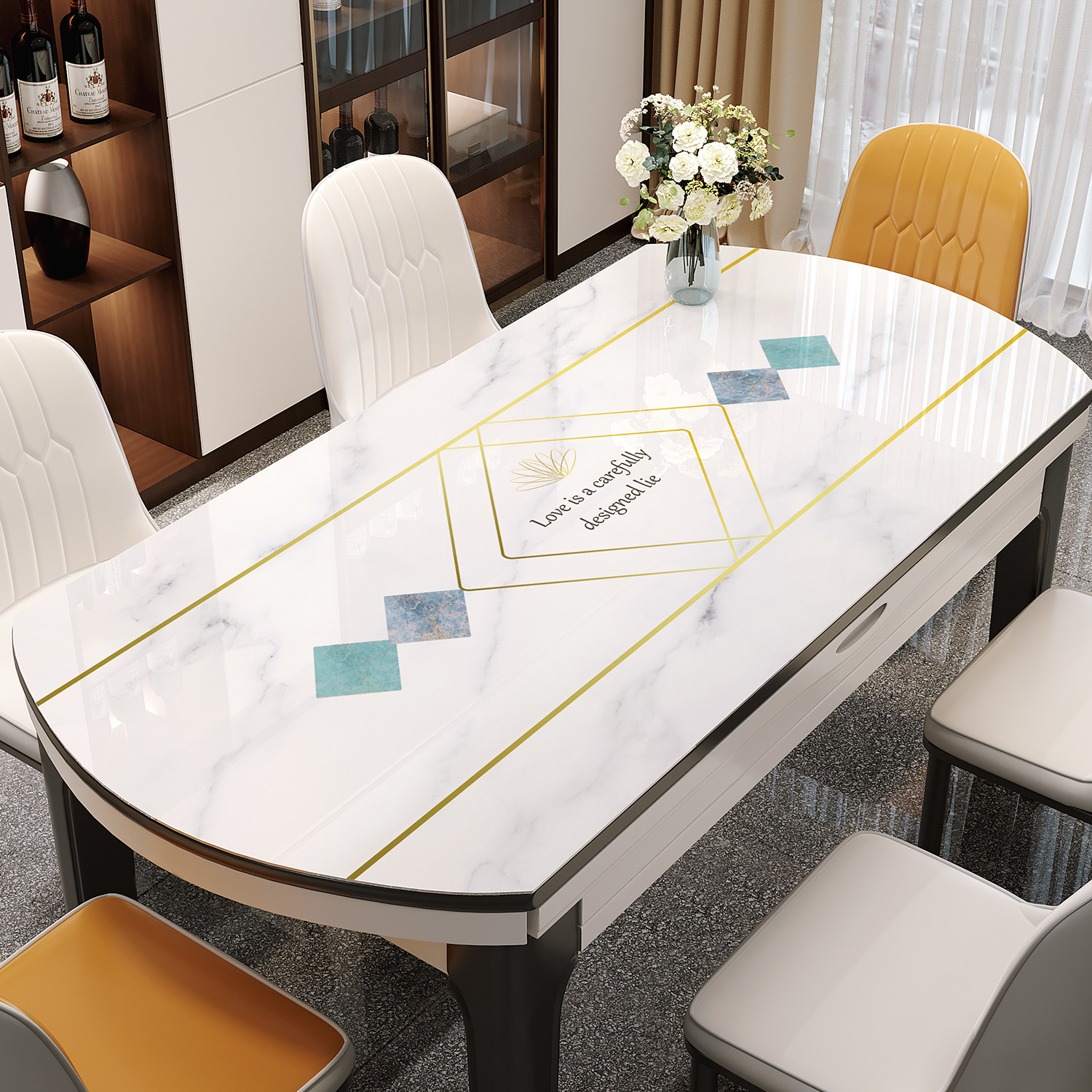 椭圆形餐桌垫免洗防水防油防烫软玻璃桌面保护垫折叠pvc圆桌桌布,居家布艺,桌布,淘宝优惠券,粉丝福利购,淘宝优惠卷