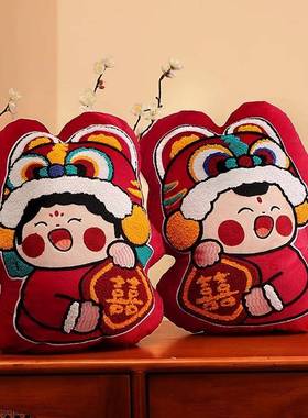 结婚枕一对抱红色床娃娃新压高HBV档新婚婚庆公仔喜娃金童款玉女