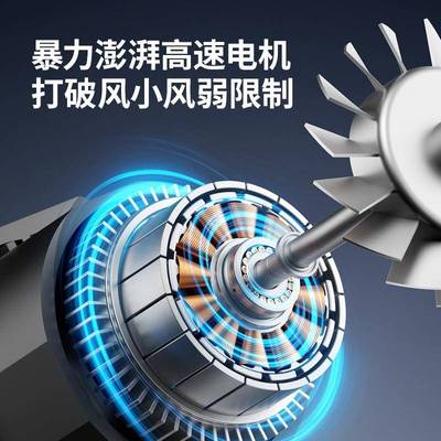 手持涡轮尘力风扇户外生火汽车吹大夏风暴力季数显SEJ小无叶安全