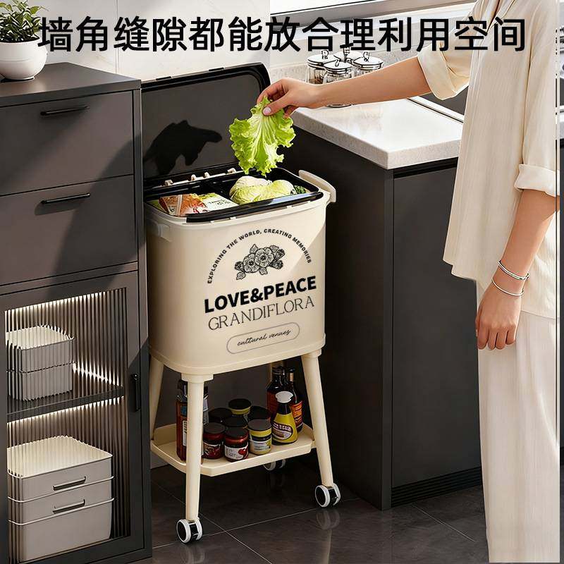 厨房垃圾桶家用双桶免弯腰新款加大容量干湿分离高款大号厨余专用