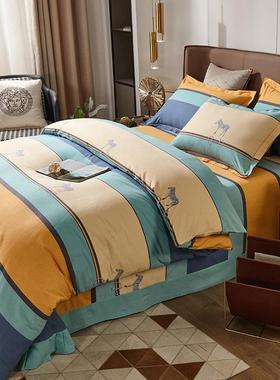 床A类纯棉套加厚磨毛四件11079/11印花床单被冬季套简约款上用品