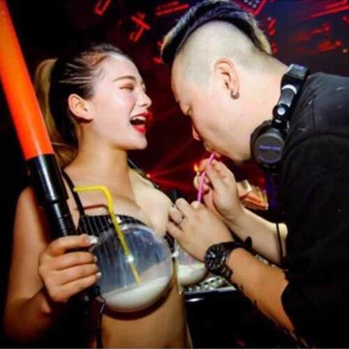 OLE酒D发光文胸罩彩色鸡尾酒酒奶罩GGO00001喂表演服装夜店吧气氛