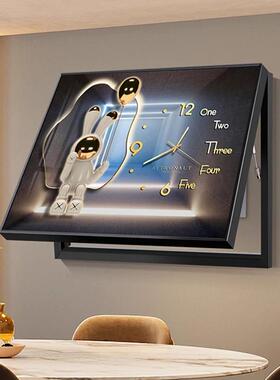 轻奢电表箱装时饰电画带钟表配孔箱遮OCD挡免打现代简约挂画太空