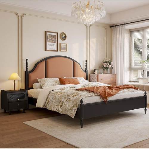 实木床简约STP.现代主卧双人床1.5米可8储物1米双人床卧室油风家