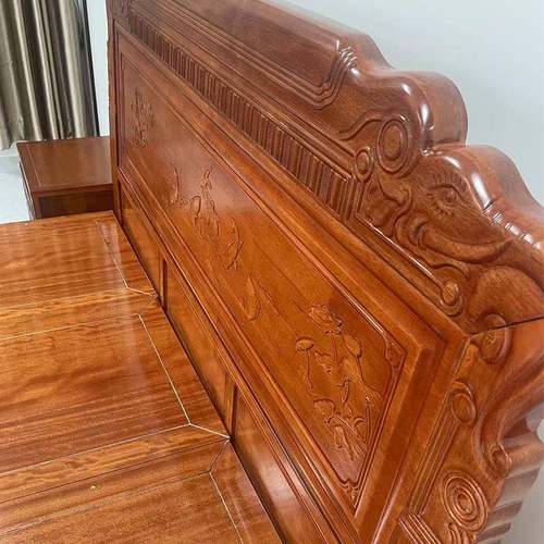 中金式印尼双花梨木实床人床榫卯结构雕木花加厚老虎YVC脚工厂直