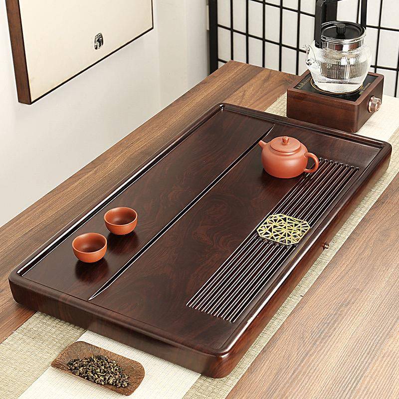 黑檀室木茶盘整块原木家用木小型厂家直供实排水式办公茶托茶台茶