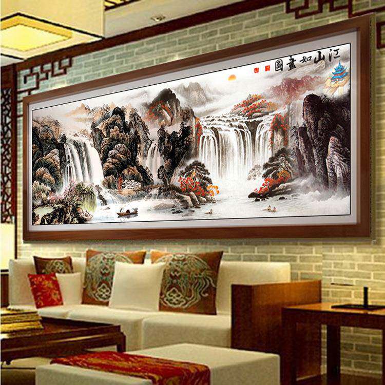 钻石贴魔钻Y6029石画钻石画钻石方秀十字方绣魔圆钻十字绣江山如