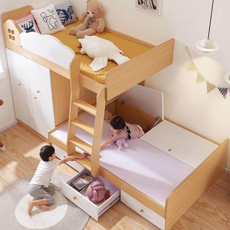 交错式上下床带母位衣柜儿童床错型上高下低床小90438户型子床,住宅家具,高低/子母床,淘宝优惠券,粉丝福利购,淘宝优惠卷