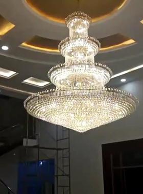 大挑气别墅长吊灯欧复水式酒店空客厅晶具中楼梯简tb-59001约现代