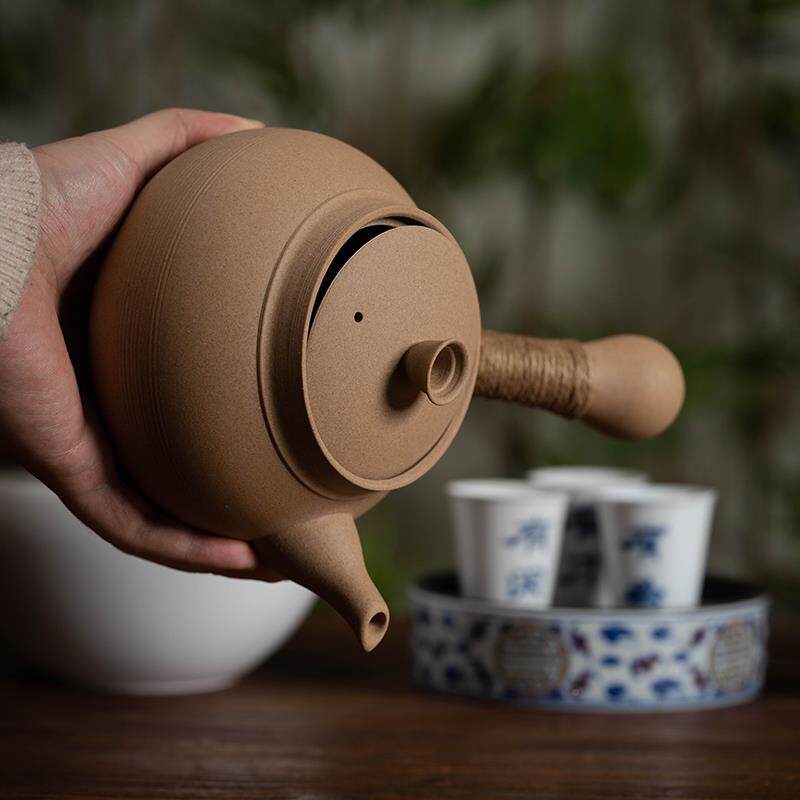 潮汕炉砂陶铫壶侧把壶煮茶壶默认项壶陶壶烧水壶瓷茶壶烧水炭电陶