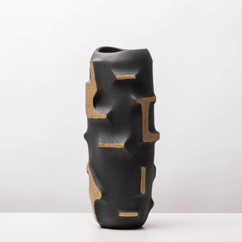 奢极简创意树脂直筒花瓶花器样板房轻客ACX厅几餐桌面插饰花家茶