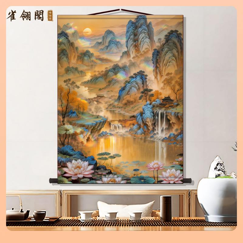 ?仙堂口客背厅山水仙堂景东北堂屋供奉风水家Fh(h(x}$画风景画画
