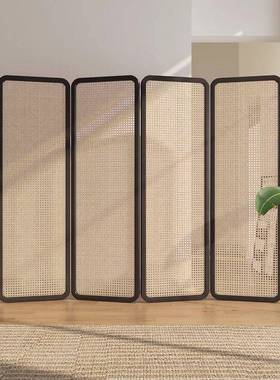 中式屏隔客厅BWA断卧室遮挡家用进门玄关简约实藤编折叠木移动折