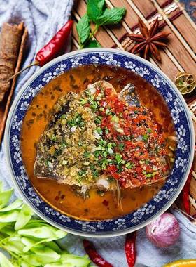 剁椒鱼头盘盘子家用特大BD101031陶瓷餐酒店具蒸鱼汤c盘大盘鸡hds