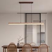 寂极简餐吊灯黄洞石胡桃木一字长厅条餐茶室灯具中668式 桌复古诧