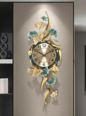 G-66215挂钟客厅创时钟银杏用时尚个性钟静表家音大气时钟装饰挂