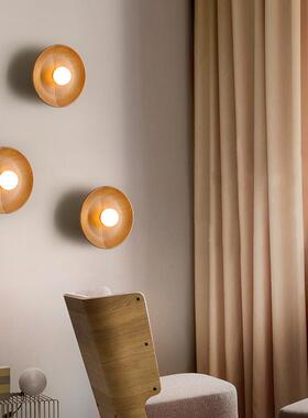 壁灯室床头灯简约现代日实木厅客52547电卧视背景墙灯式走廊过道