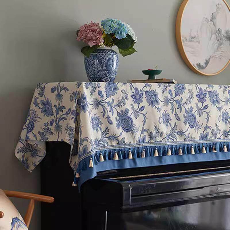 新中式钢琴防尘罩电钢琴布键盘保护罩盖布半罩凳子套罩通用款盖巾