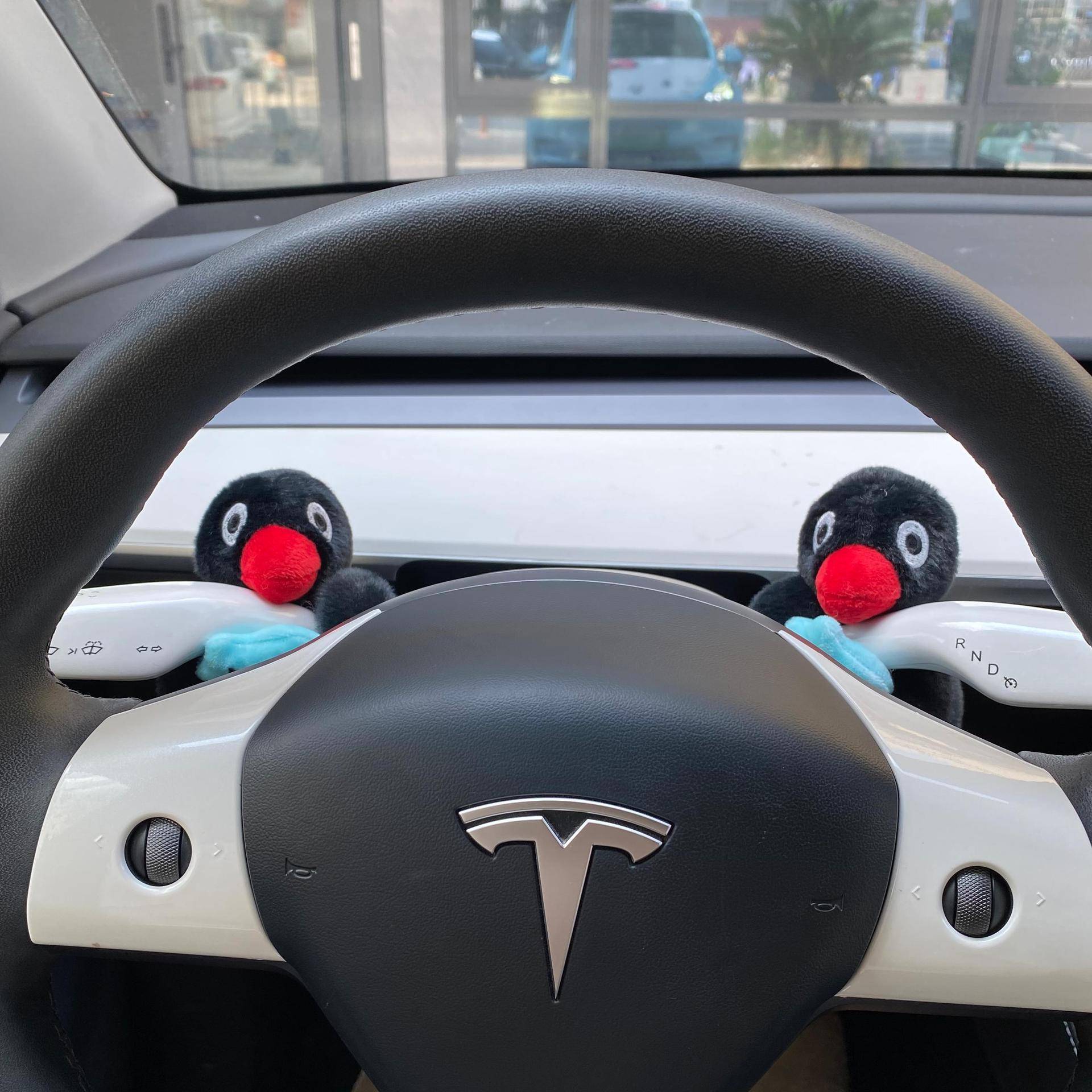 可爱呆萌摸鱼Ping小企鹅汽车怀挡装饰品车载雨刮器转向灯装饰新车