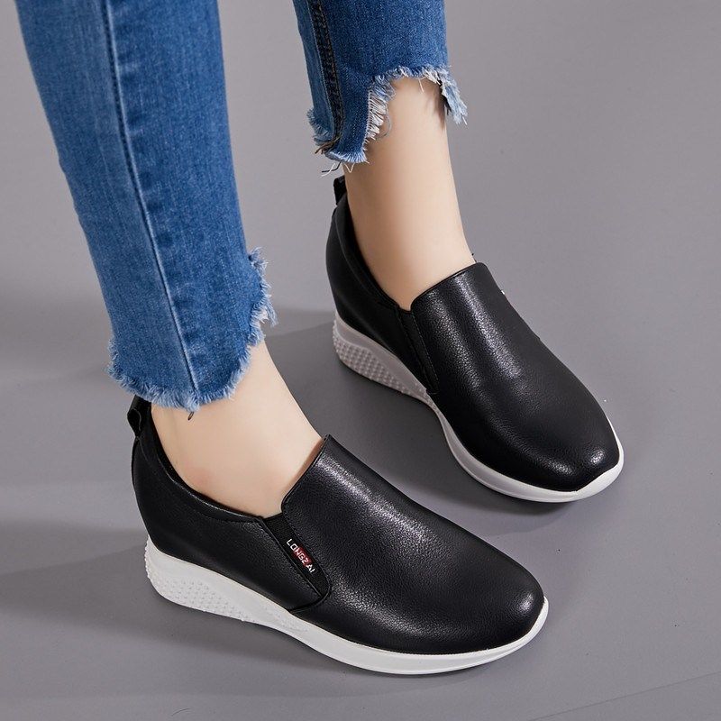 小白鞋女士内增高单鞋女平底休闲鞋子一脚蹬坡跟百搭春秋夏季女鞋,女鞋,浅口单鞋,淘宝优惠券,粉丝福利购,淘宝优惠卷