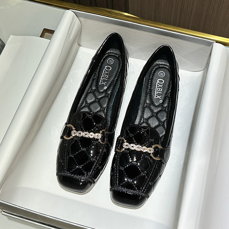 单鞋2023新款秋季黑色平底鞋漆皮舒适防滑软底开车豆豆鞋大尺码女,女鞋,乐福鞋（豆豆鞋）,淘宝优惠券,粉丝福利购,淘宝优惠卷