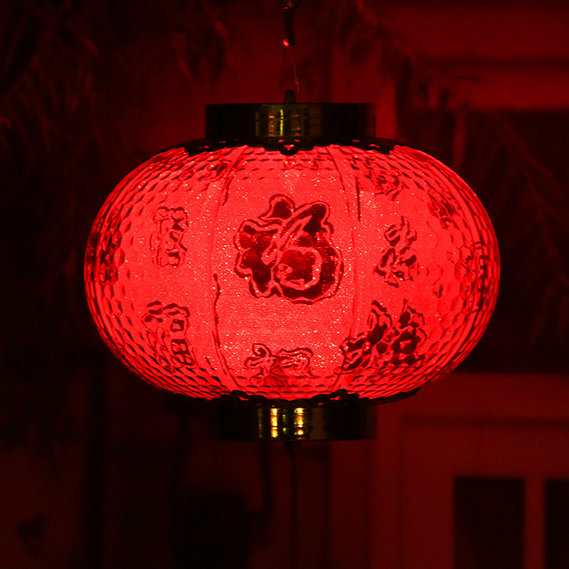 新年春节灯笼大红水晶发光灯笼带灯户外防水元旦福字宫灯装饰用品