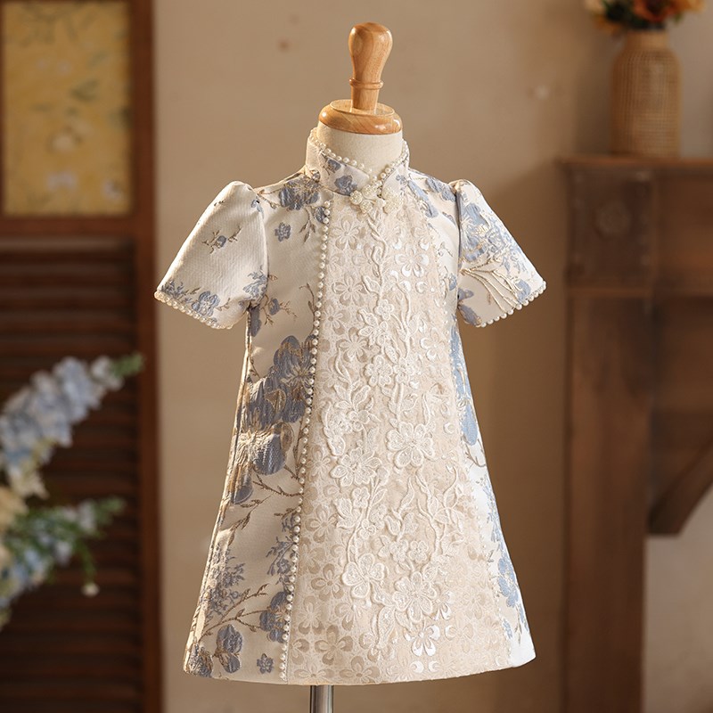 儿童旗袍夏季国风小女孩连衣裙中式女童礼服生日主持人演出服高级