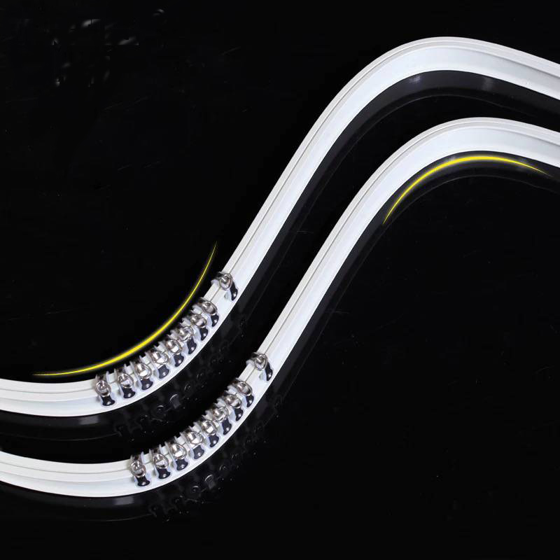 铝合金窗帘轨道弯轨L型U型飘窗弯曲滑轮滑道顶装单双导轨窗帘杆