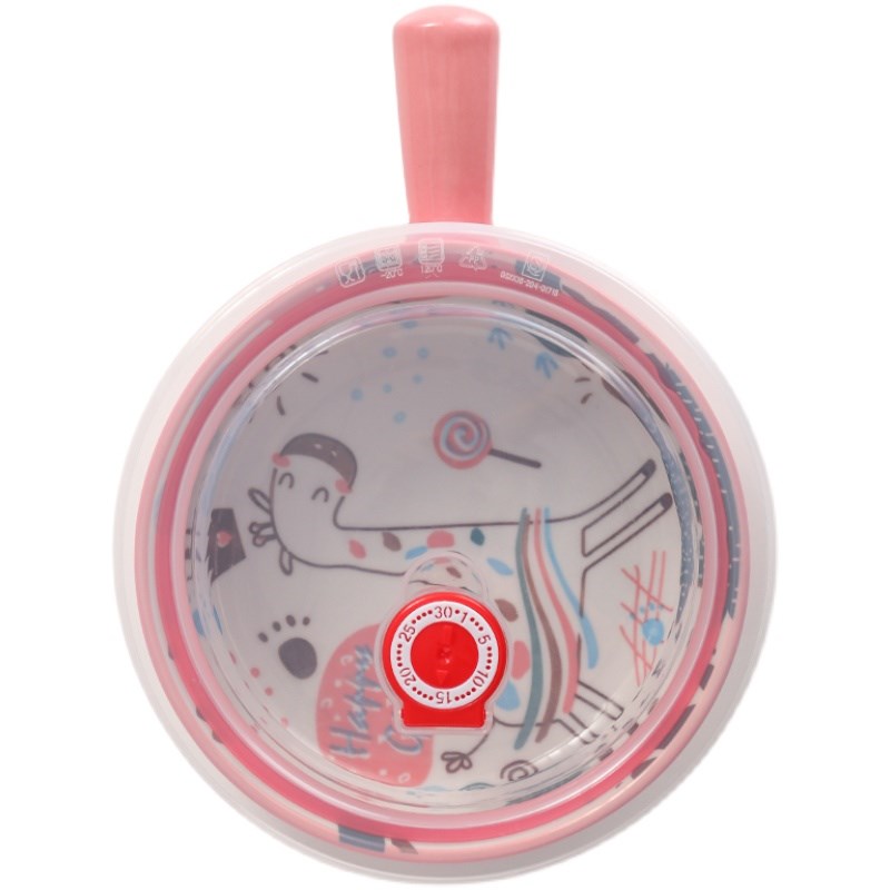 创意卡通手柄碗家用水果沙拉碗餐具可爱少女心带把泡面碗陶瓷烤碗