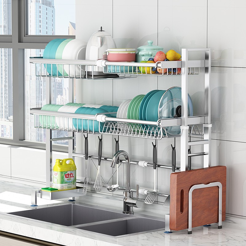 304不锈钢厨房置物架水槽碗架沥水架单水池上碗筷盘子碗碟收纳架