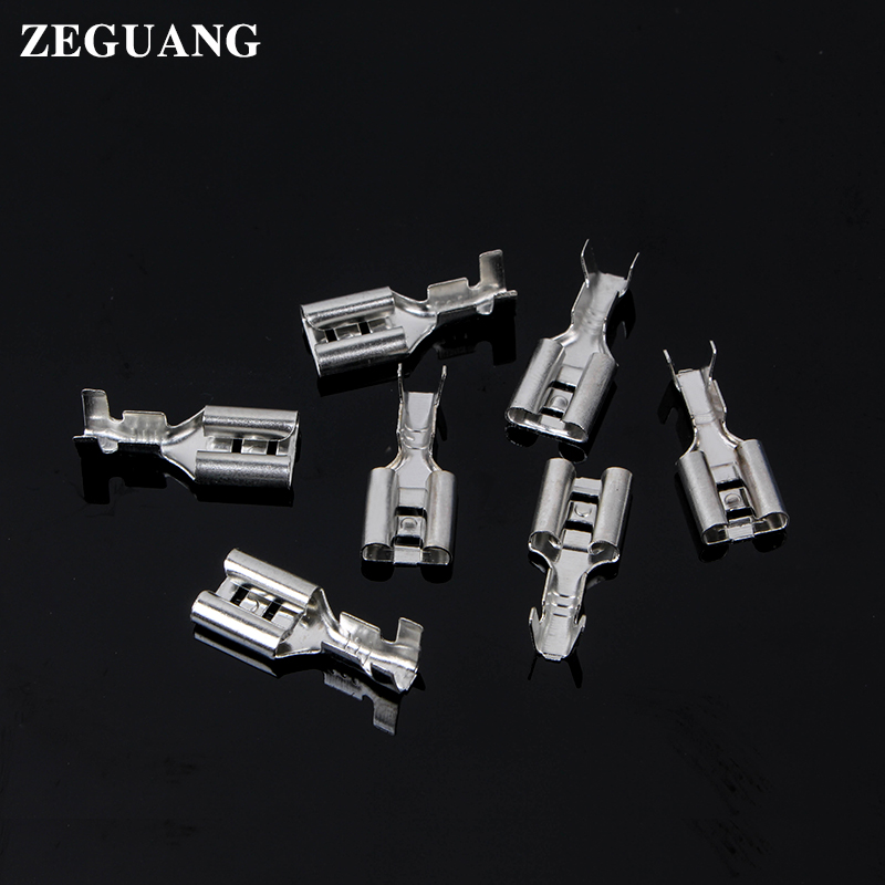 6.3插簧插拔式快速接线母接头铜接插件冷压连接器插接端子2000只