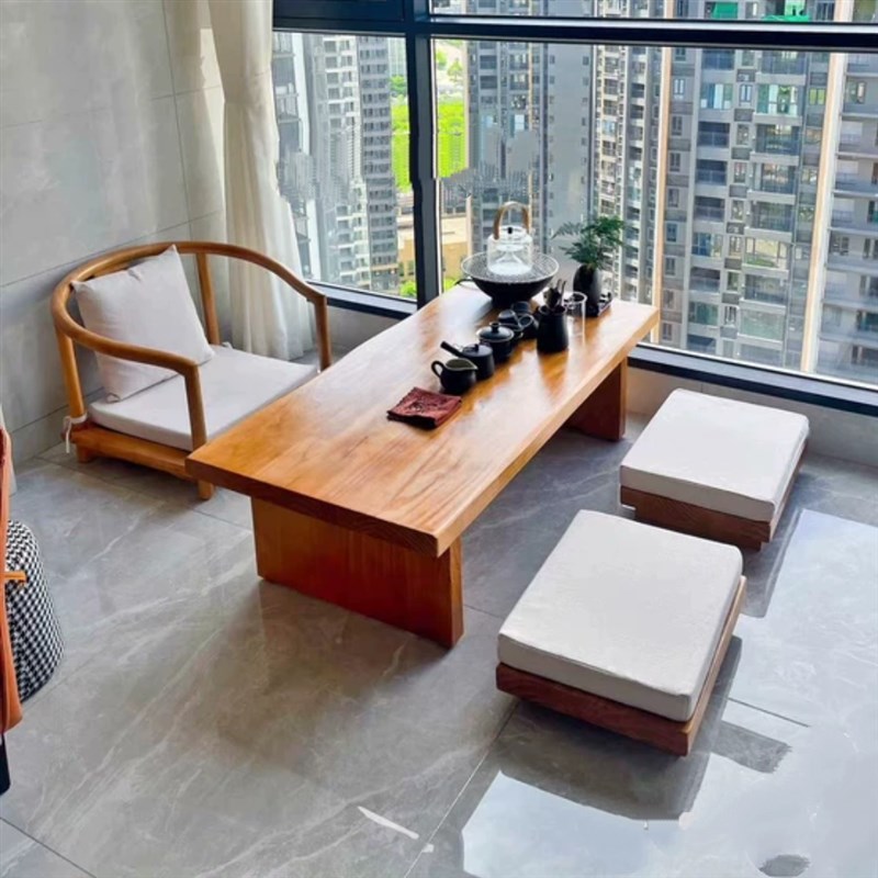 实木榻榻米茶桌阳台客厅茶几飘窗炕桌仿古民宿日式禅意小茶几桌子