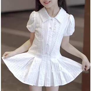 女童连衣裙2025新款夏季儿童洋气时髦衬衫裙子女孩夏装公主裙套装