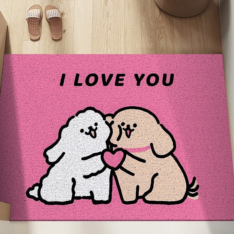 可爱线条小狗入户丝圈地垫欢迎回家玄关大门垫刮泥蹭土脚垫可裁剪,居家布艺,入户地垫,淘宝优惠券,粉丝福利购,淘宝优惠卷