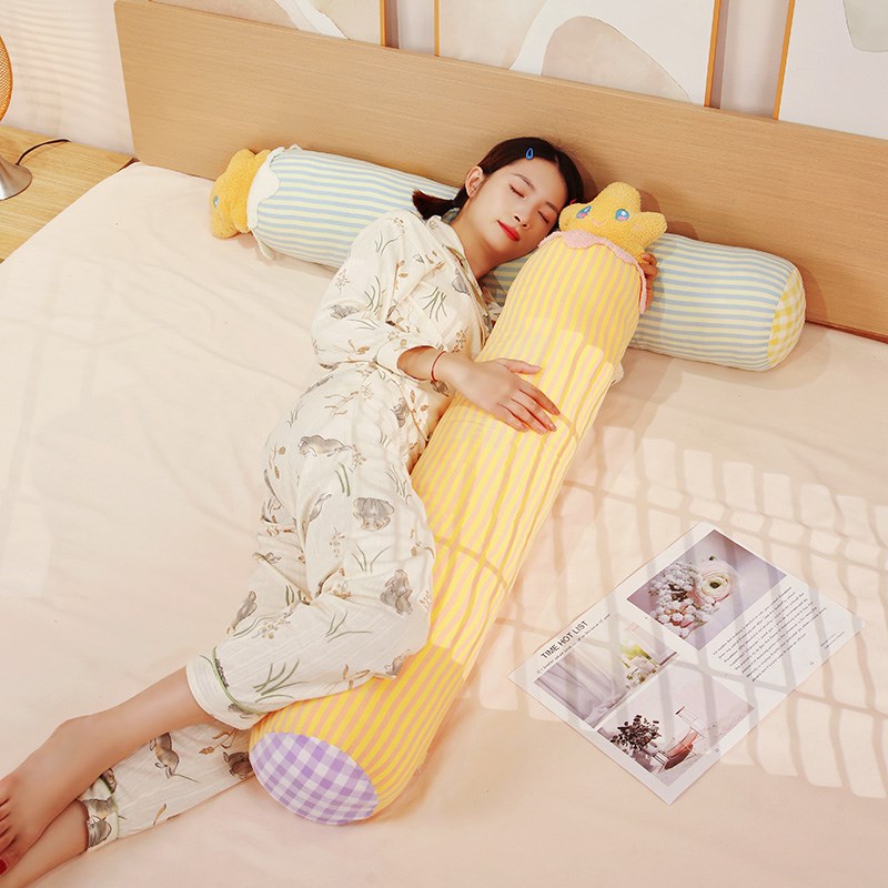 圆柱形睡觉枕头孕妇侧睡夹腿抱枕条纹长条抱枕全棉水洗棉成人婴儿