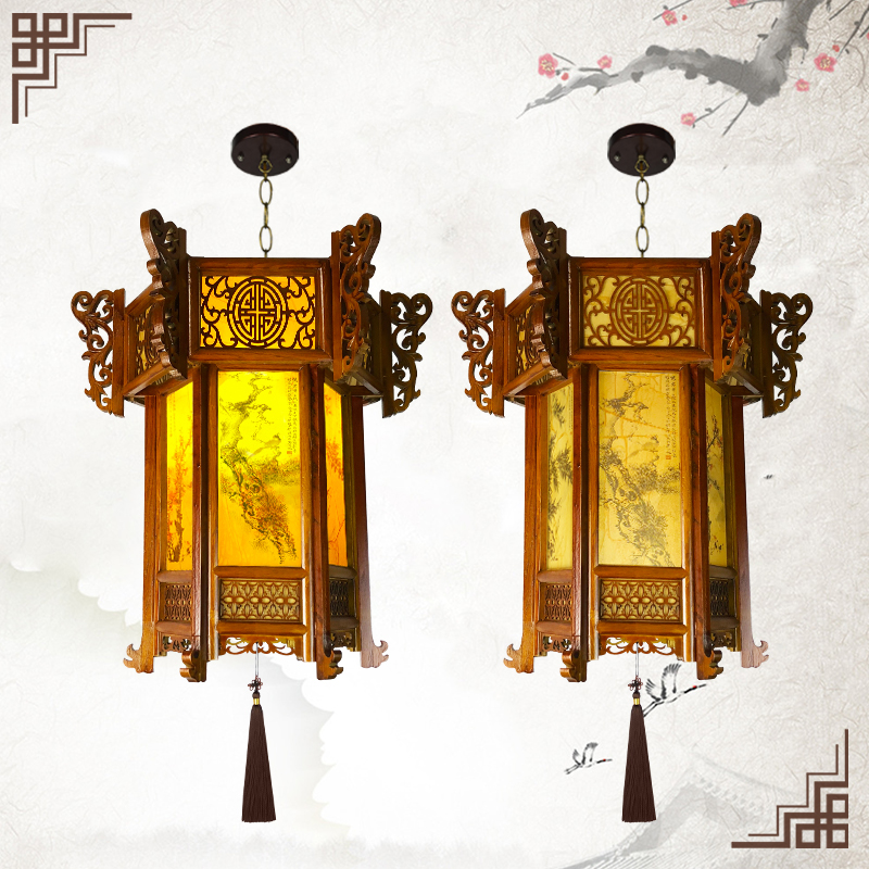 中式仿古实木宫灯灯笼别墅过年春节节日农家乐门头阳台灯笼吊灯