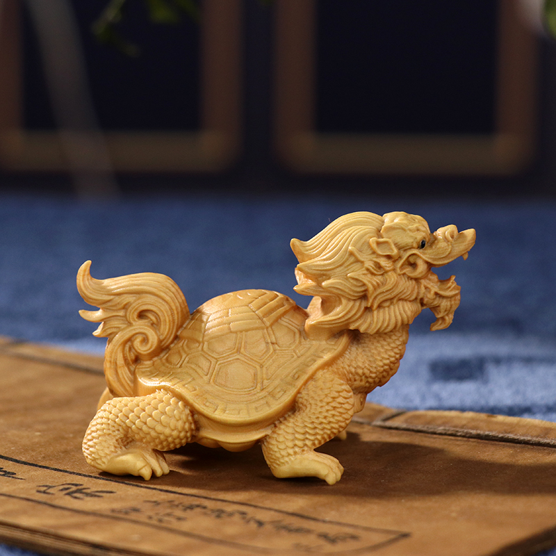 小叶黄杨木雕刻手把件文玩把玩件男盘玩实木神兽龙龟家居汽车摆件