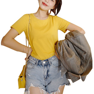 2021新款 t恤女网红上衣宽松纯白色纯棉夏V领内搭基础香芋紫潮 短袖