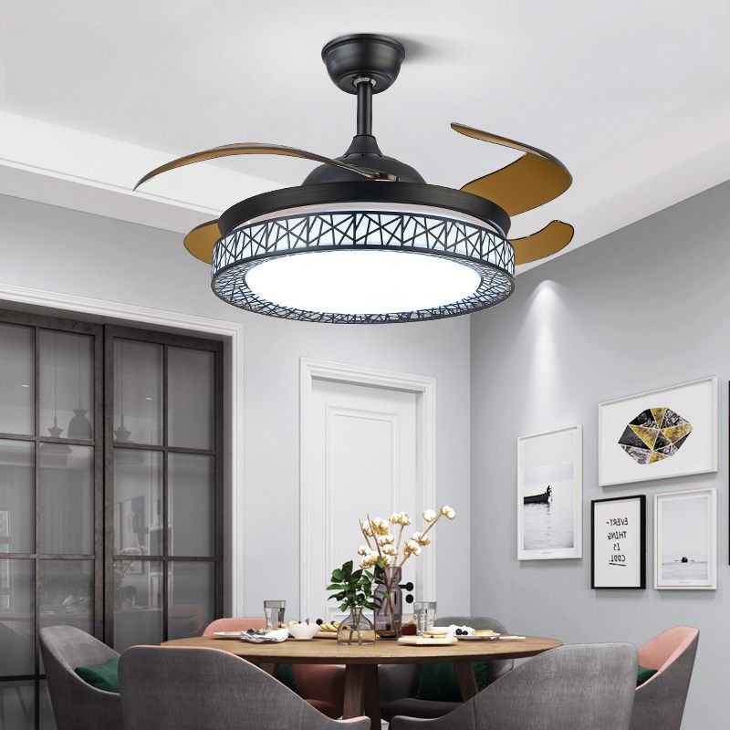 代森吊扇灯52寸鸟巢隐形扇客厅简约黑白色卧室吊灯智能餐厅风扇灯,家装灯饰光源,风扇灯,淘宝优惠券,粉丝福利购,淘宝优惠卷