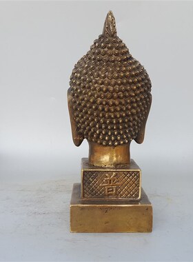 纯铜佛头印章摆件佛光普照如来佛祖头像客厅家居桌面装饰金属摆设