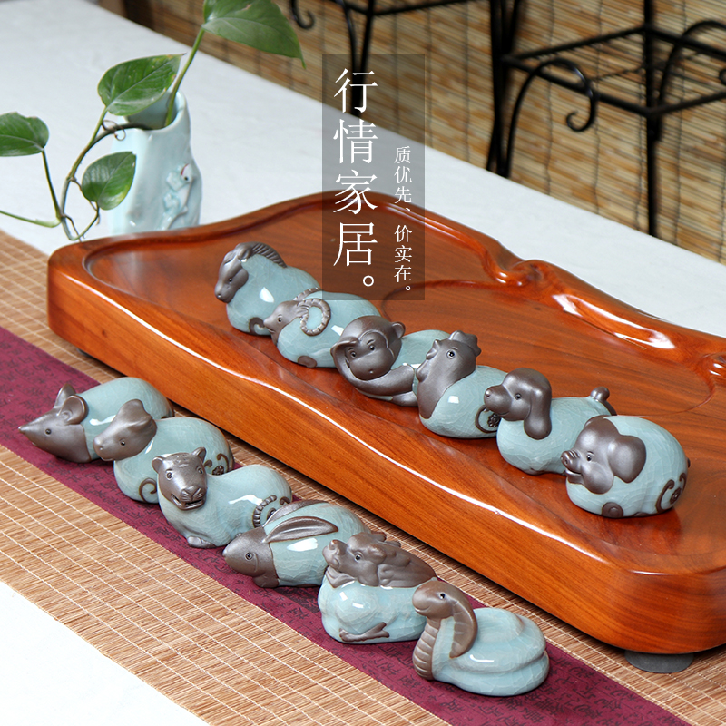 12属相生肖陶瓷创意龙摆件全套小狗鸡可爱马牛手把件卡通十二猴子