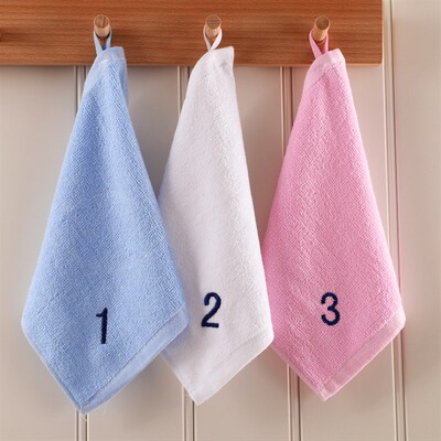 幼儿园小毛巾纯棉儿童专用四方20x20cm带挂钩数字编号洗脸方巾批