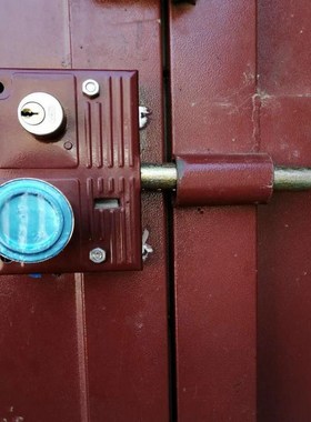 208大门锁齿条锁铁门老式双开门老式农村防盗锁庭院门锁红色老款