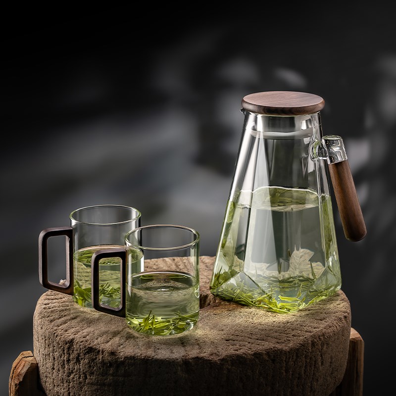 玻璃杯家用耐高温带把手办公室水杯泡红茶绿茶高颜值客厅杯子套装