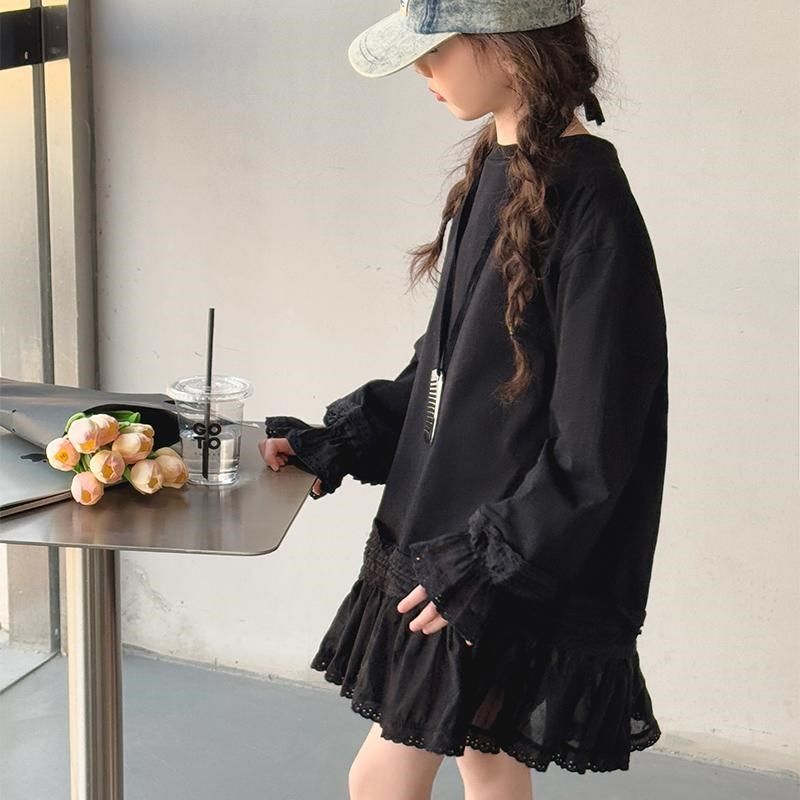 女童中长款蕾丝内搭打底衫2025新款春秋季长袖卫衣连衣裙上衣洋气,童装/婴儿装/亲子装,连衣裙,淘宝优惠券,粉丝福利购,淘宝优惠卷