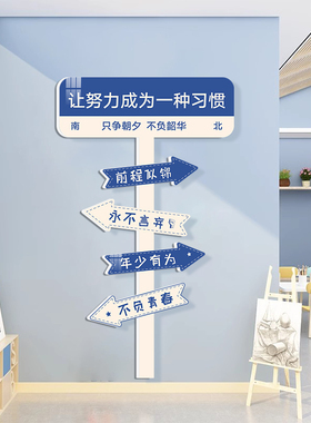 班级布置教室装饰学生学习励志标语网红路牌初中高三文化墙贴定制