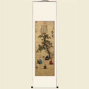 宋徽宗听琴图瑞鹤图仿古画新中式客厅书房玄关装饰画名人字画挂画