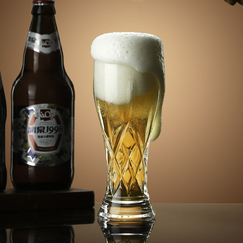 加厚精酿啤酒杯玻璃酒杯家用高颜值雕花精酿杯大容量扎啤杯水杯